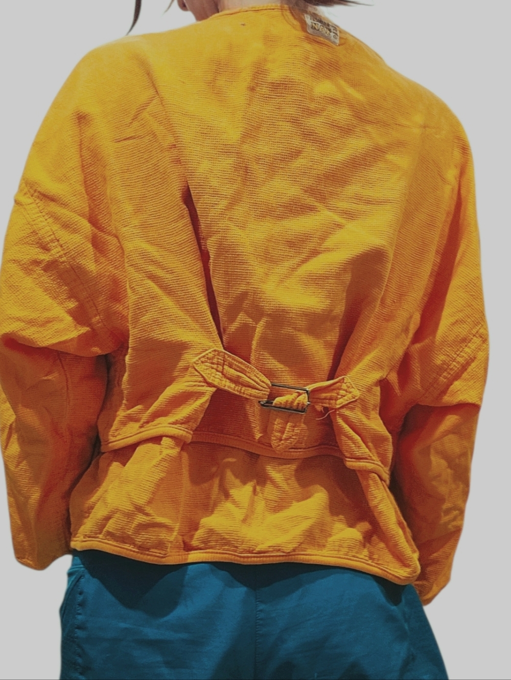 Naf Naf Orange Button-down quirky Top Jacket Textured Cotton Shell buttons